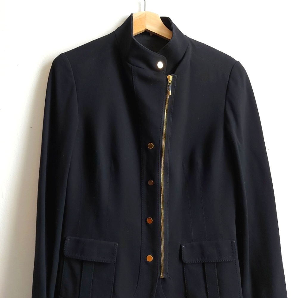 Womens Mandarin collared black jacket